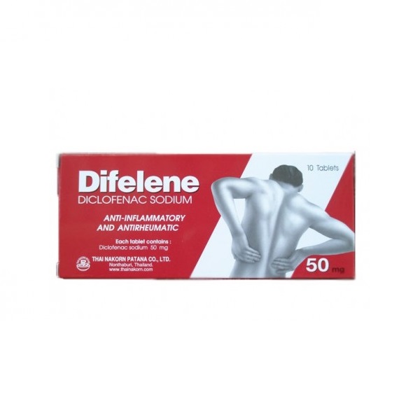 Difelene Diclofenac 50mg hộp 10 viên nén Thái Lan