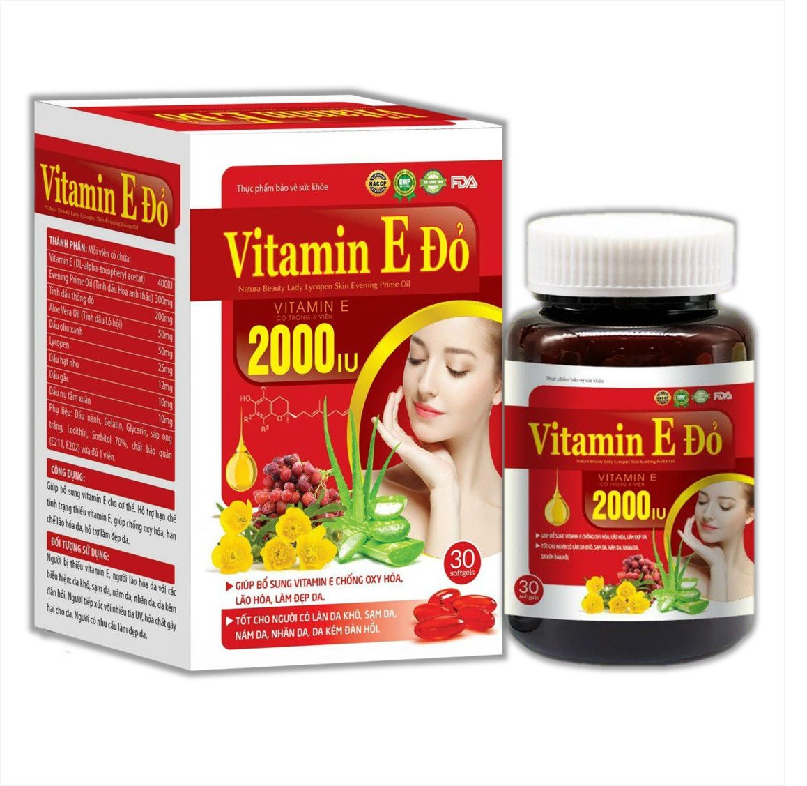 Vitamin E Đỏ 2000IU hộp 1 lọ 30 viên nang Diophaco