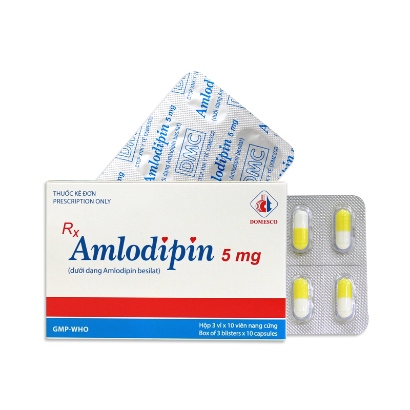 Amlodipin 5mg hộp 3 vỉ x 10 viên nang Domesco