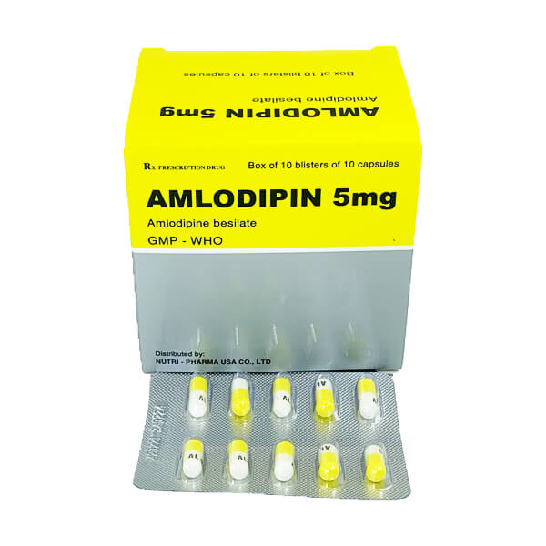 Amlodipin 5mg hộp 10 vỉ x 10 viên nang Vidiphar